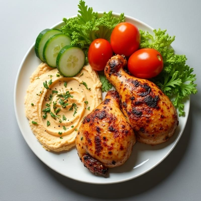 Roasted Chicken, Creamy Hummus, and Fresh Veggies