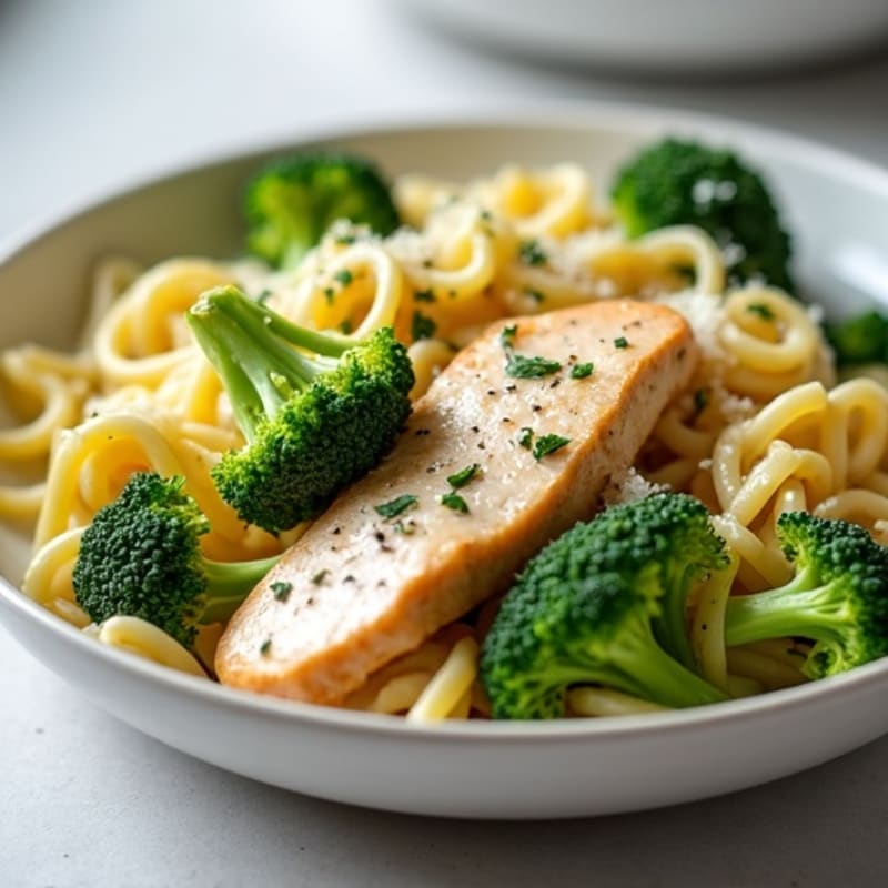 Lighter Creamy Chicken and Broccoli Pasta