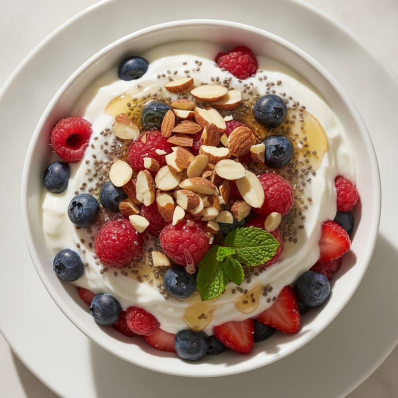 Creamy Greek Yogurt Parfait with Mixed Berries and Chia Seeds
