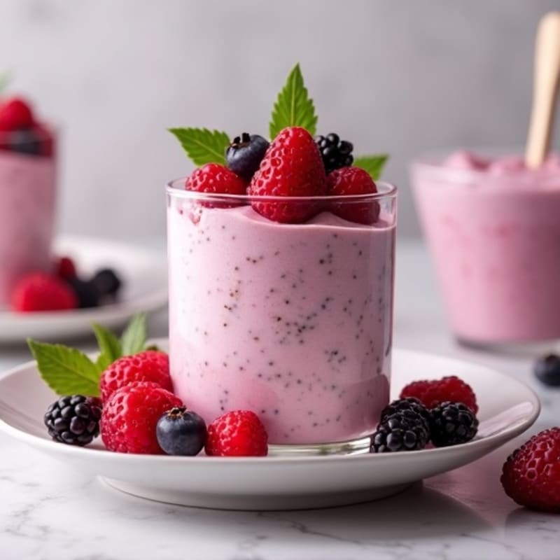 Silky Greek Yogurt Protein Mousse with Mixed Berries