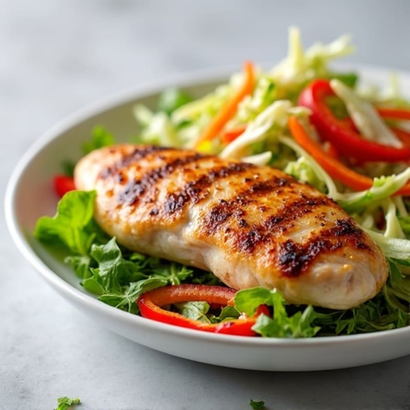 Grilled Chicken Breast with Crunchy Cabbage Slaw