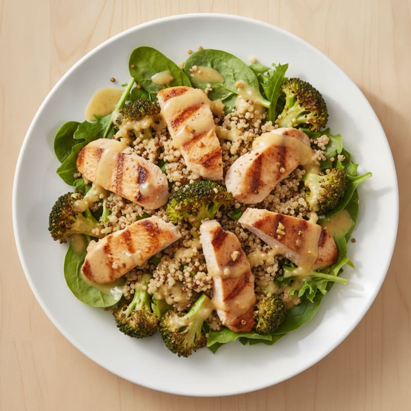Grilled Turkey Breast Salad with Quinoa and Roasted Broccoli