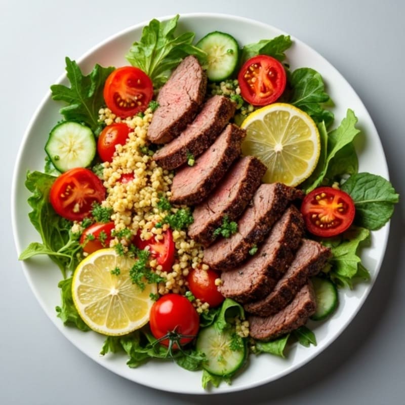 Grilled Beef and Quinoa Salad with Crunchy Vegetables