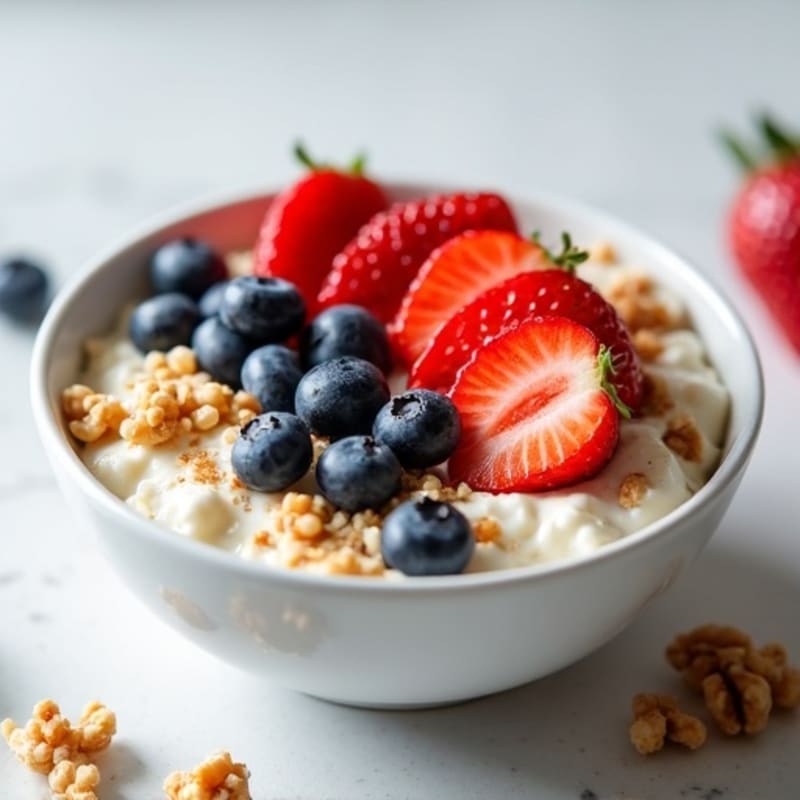 Creamy Cottage Cheese Bowl with Fresh Berries and Crunchy Nuts