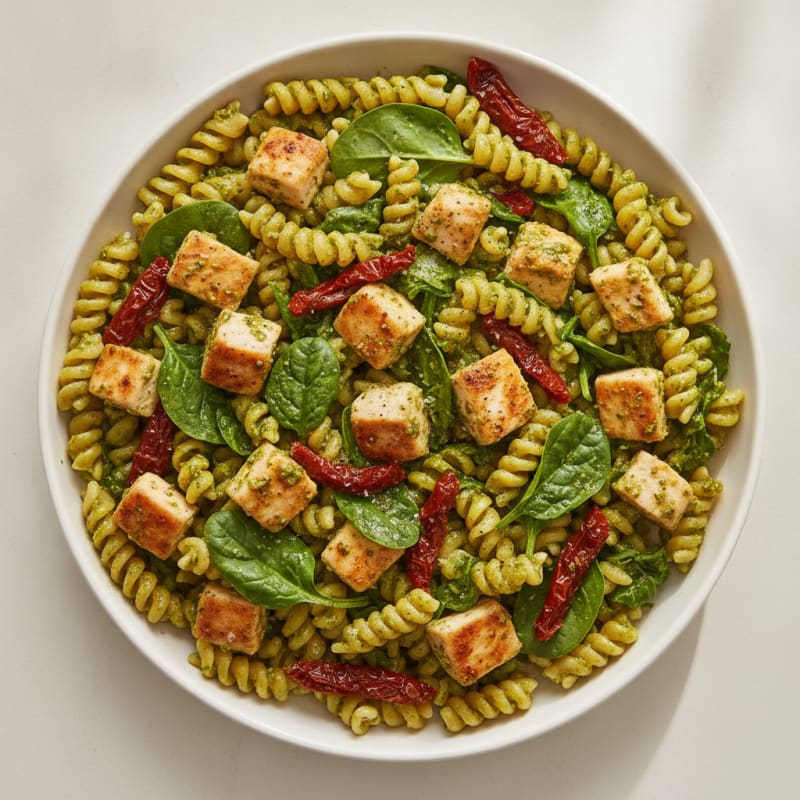 Pesto Chicken Pasta with Sun-Dried Tomatoes