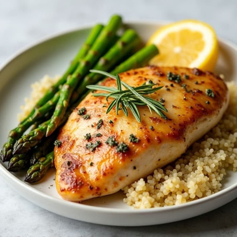 Lemon Herb Roasted Chicken with Crispy Asparagus