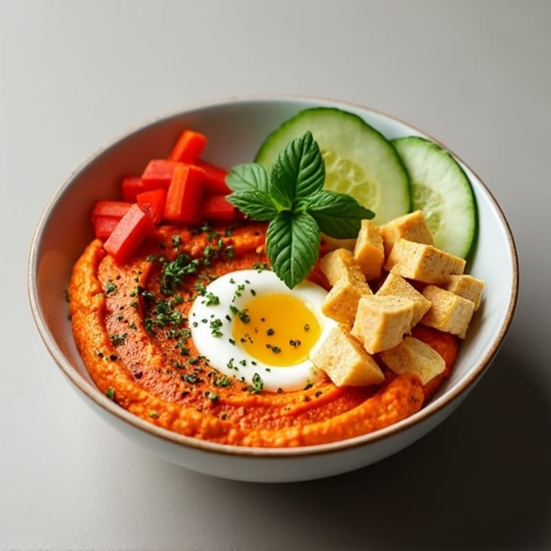 Creamy Roasted Red Pepper Hummus Bowl