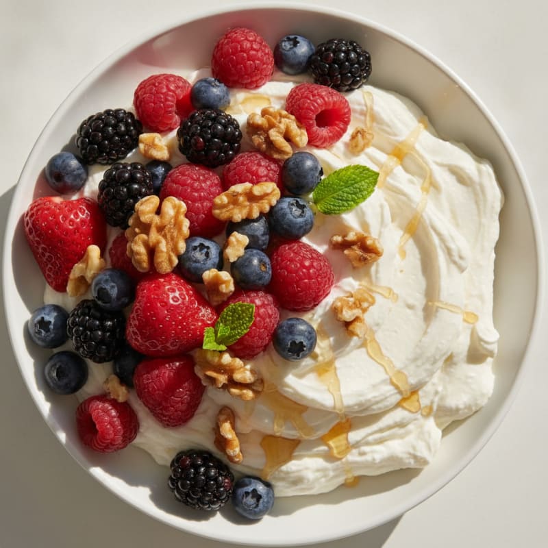 Greek Yogurt Protein Mousse with Mixed Berries