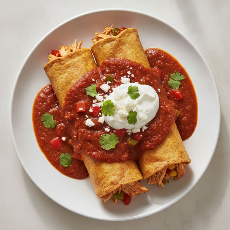 Chicken Enchiladas with Roja Sauce