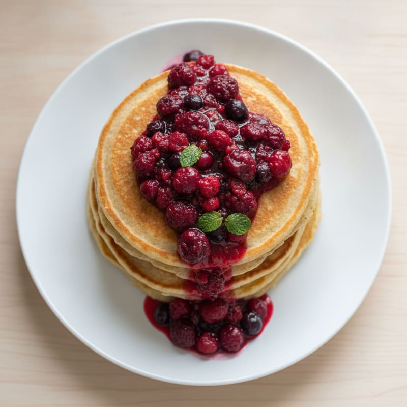 Fluffy Buttermilk Pancakes with Berry Compote