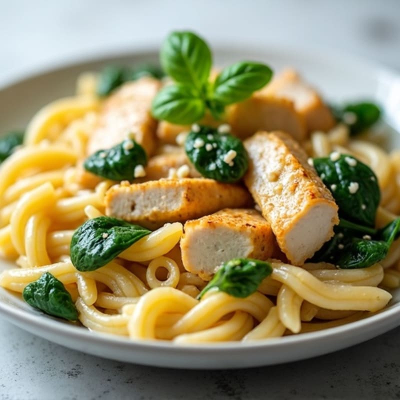 Creamy Lemon Garlic Chicken Pasta with Fresh Spinach