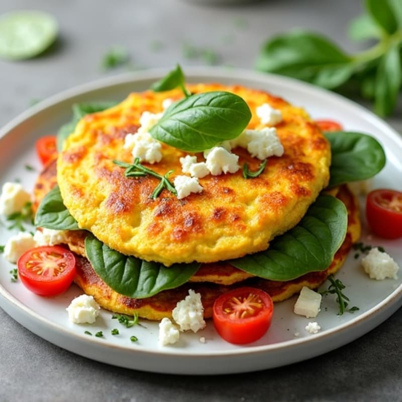 Fluffy Spinach Feta Egg White Omelette