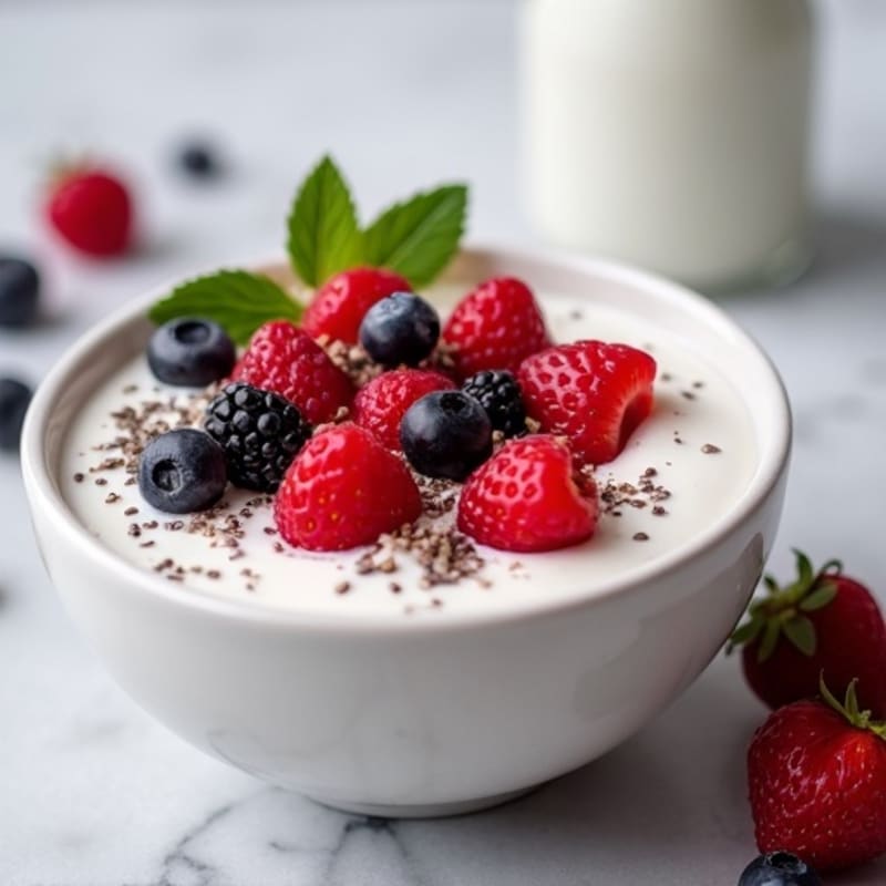 Silky Greek Yogurt Protein Pudding with Berries
