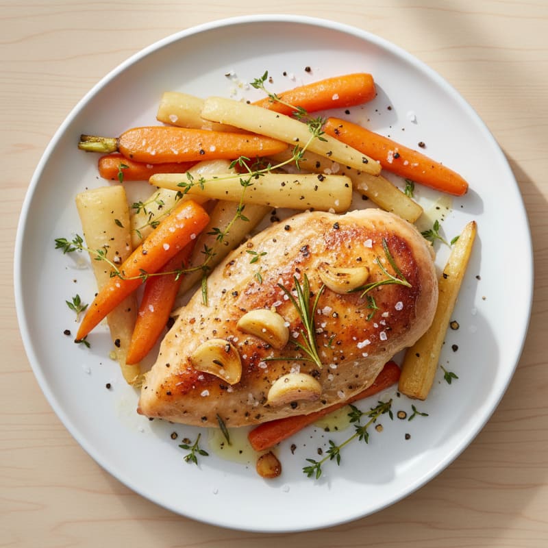 Garlic Herb Roasted Chicken with Root Vegetables