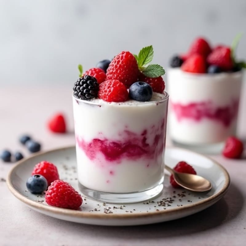 Greek Yogurt Protein Mousse with Mixed Berries