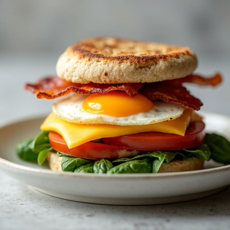High-Protein Egg and Turkey Bacon Breakfast Sandwich