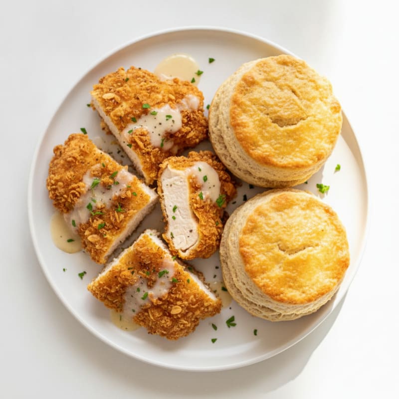 Buttermilk Fried Chicken with Flaky Biscuits