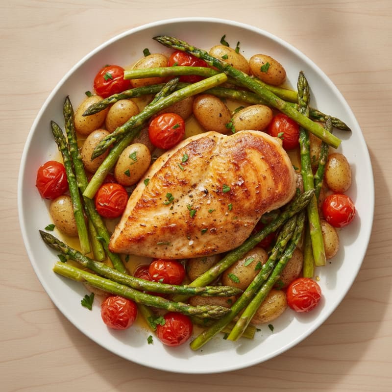 Lemon-Herb Roasted Chicken and Asparagus