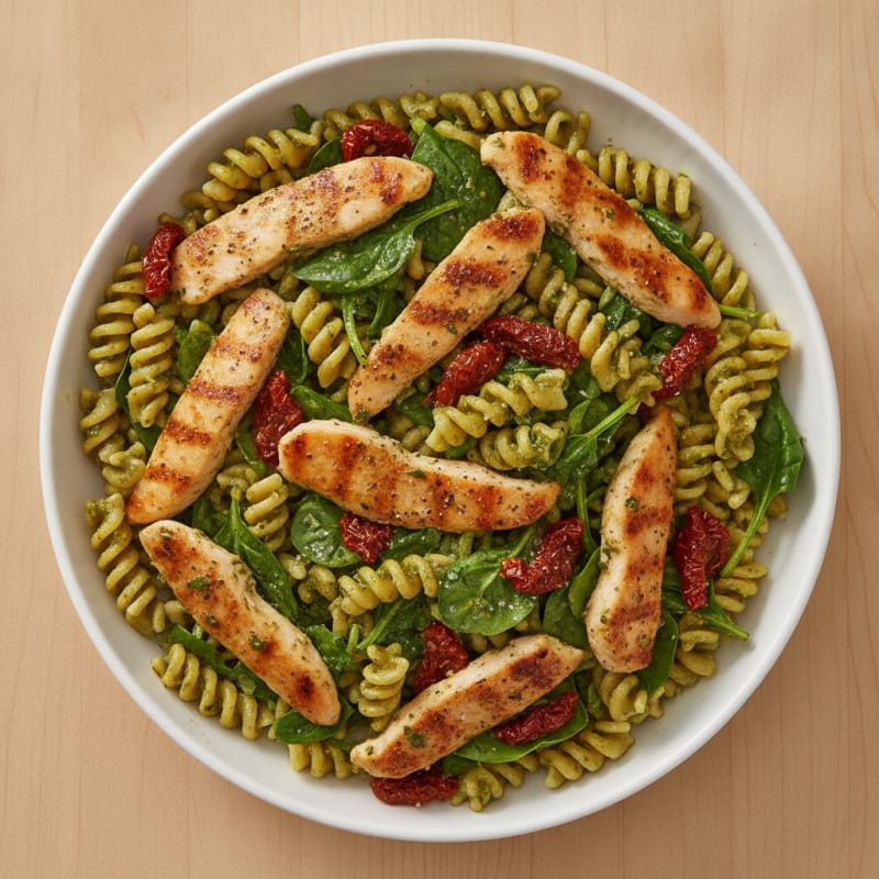 Pesto Chicken Pasta with Sun-Dried Tomatoes