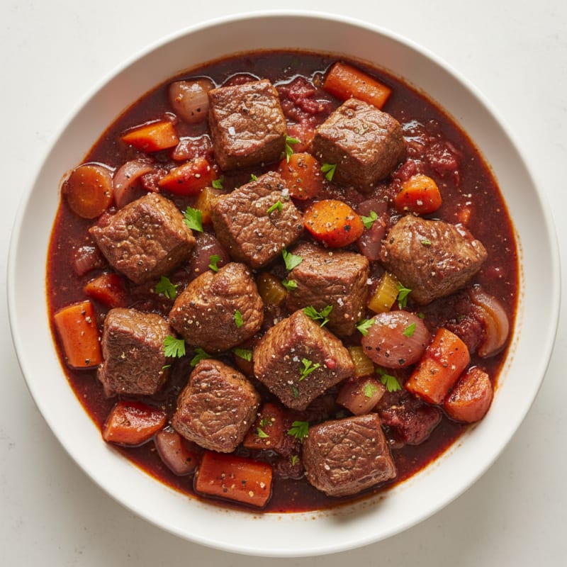 Tender Red Wine Braised Beef Stew