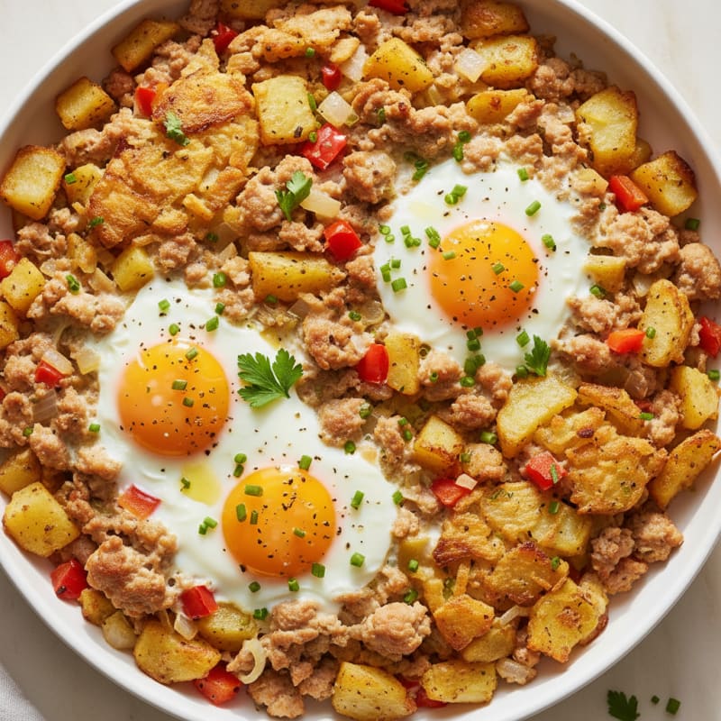 Creamy Baked Eggs with Golden Hash