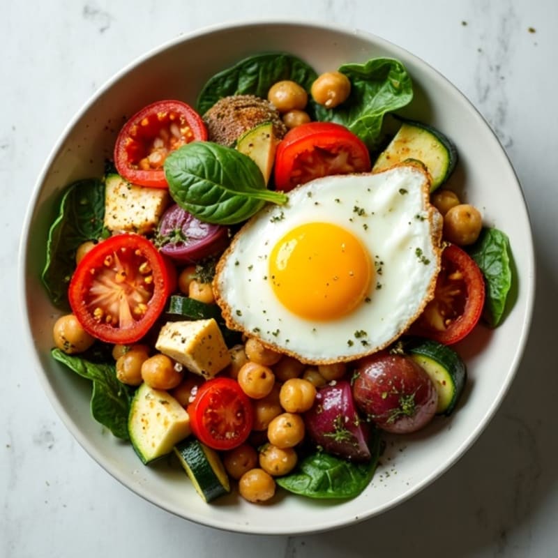 Herb-Roasted Vegetable and Sunny Egg Bowl