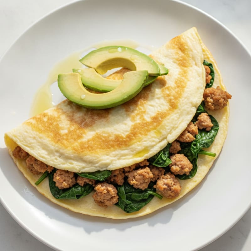Egg White Omelette with Spinach and Turkey Sausage