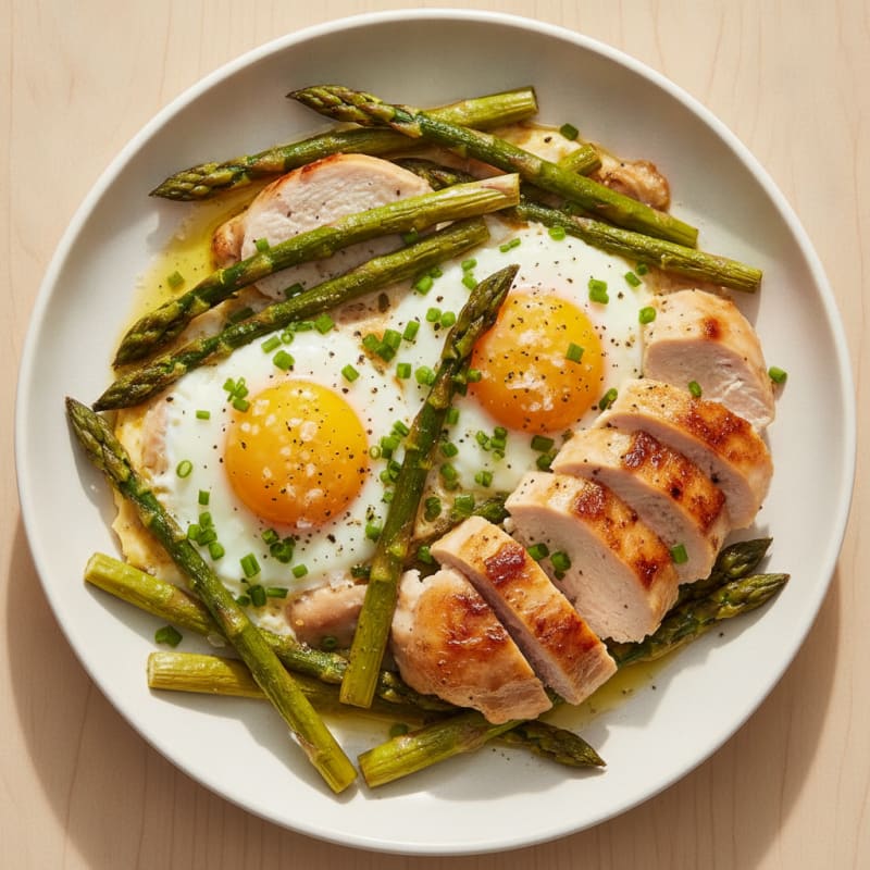 Baked Eggs with Roasted Asparagus
