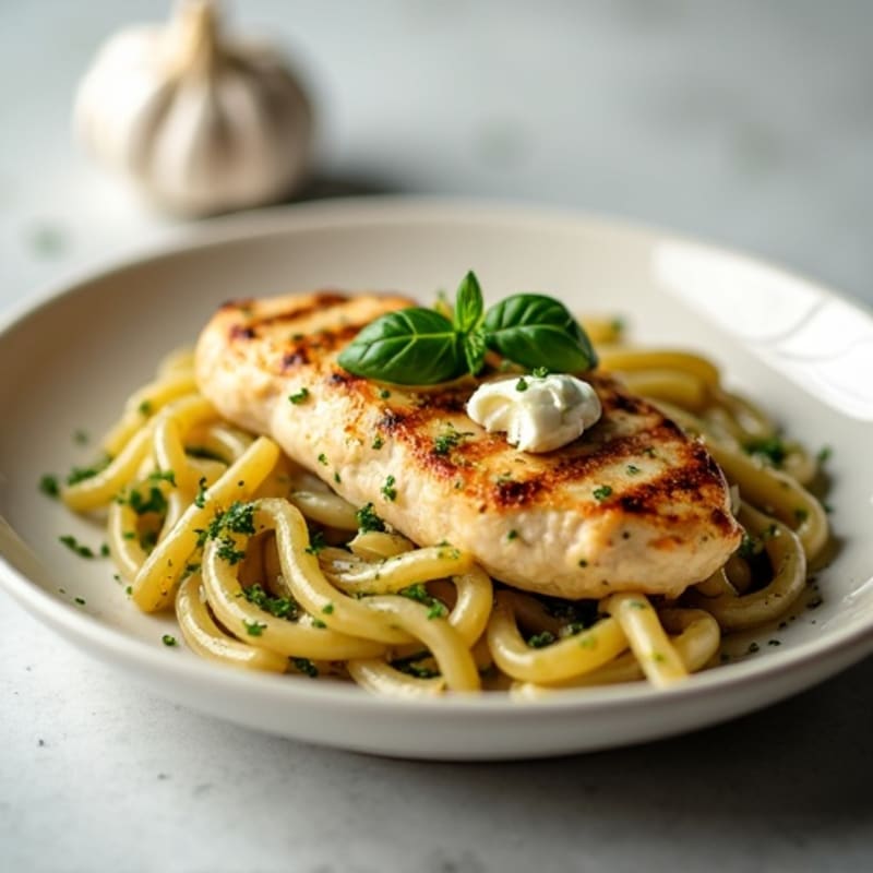Chicken with Creamy Pesto Whole Wheat Pasta