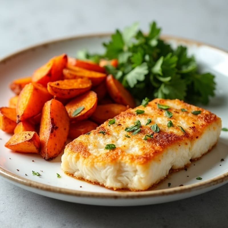 Crispy Baked Cod with Roasted Sweet Potato Fries