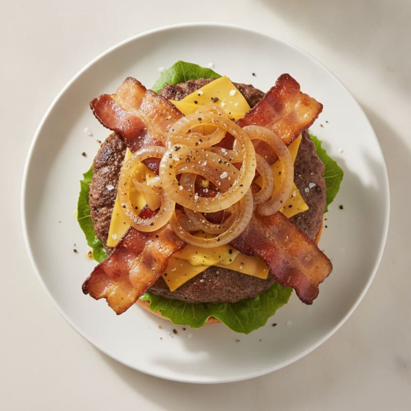 Double Bacon Cheeseburger with Caramelized Onions
