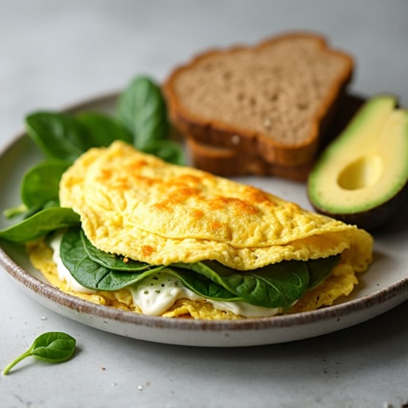 Egg White Spinach Omelette with Cottage Cheese