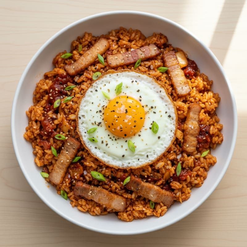 Kimchi Fried Rice with Pork Belly