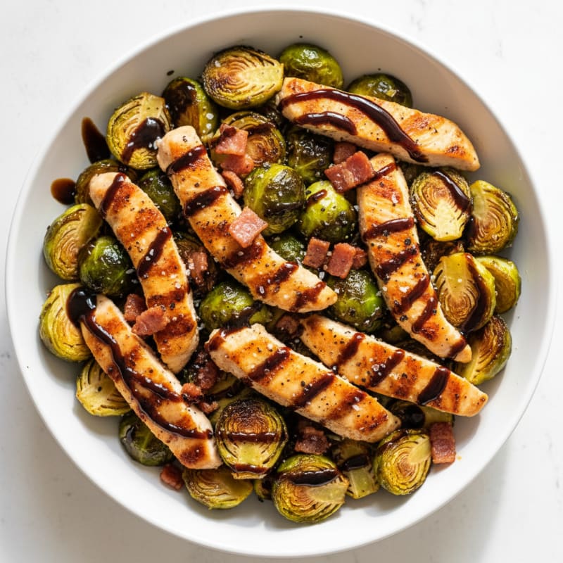 Caramelized Balsamic Brussels Sprouts with Crispy Pancetta
