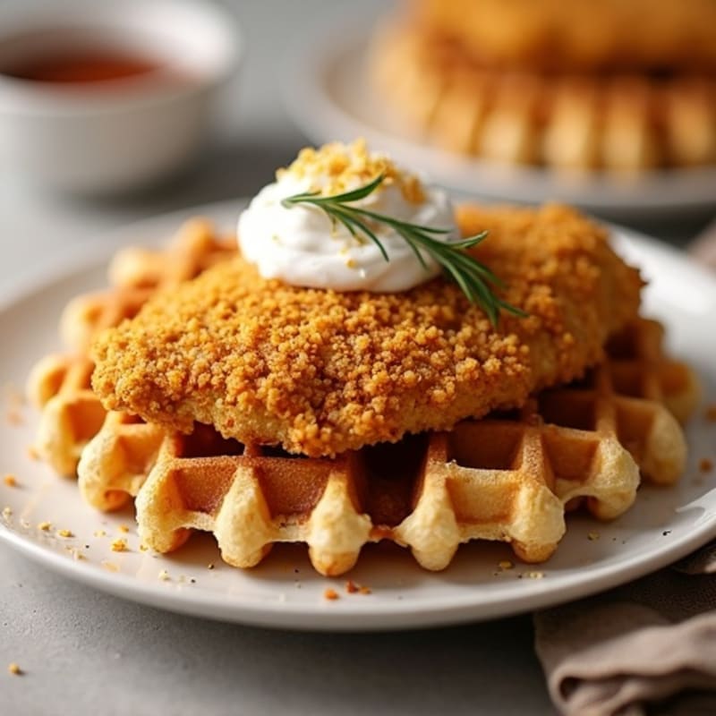Golden Crispy Oven-Baked Chicken with Fluffy Whole Grain Waffles