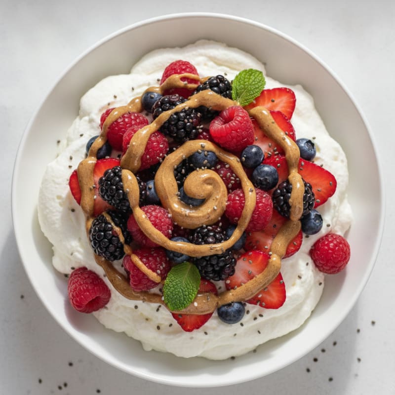 Greek Yogurt Protein Mousse with Mixed Berries