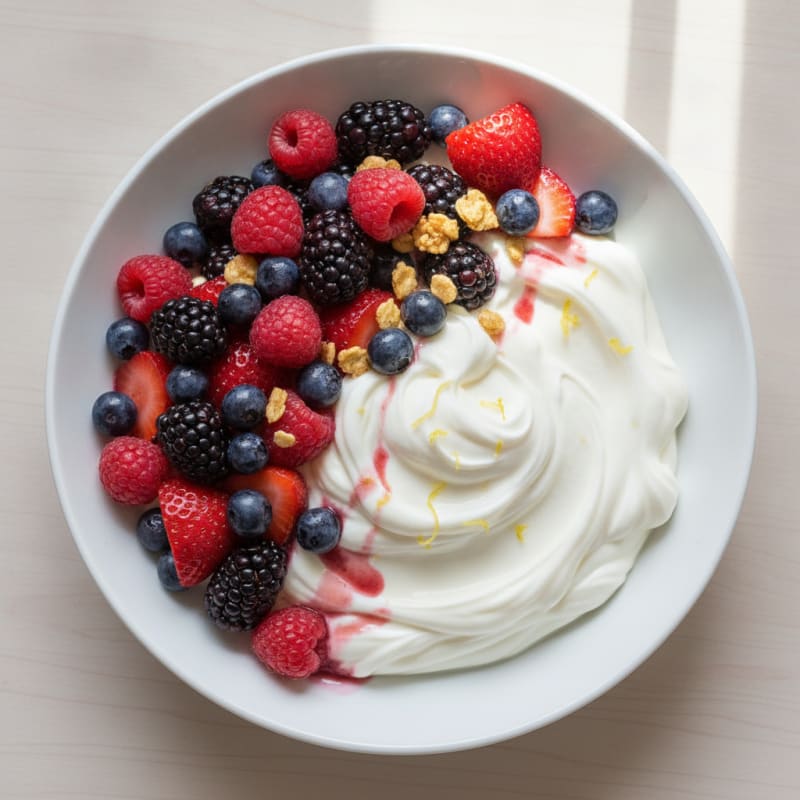 Silky Vanilla Protein Yogurt with Mixed Berries