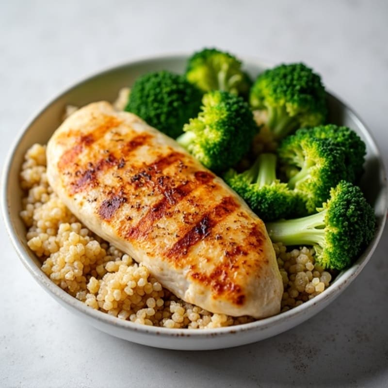 Grilled Chicken Breast with Quinoa and Steamed Broccoli