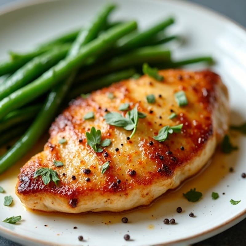 Crispy Pan-Seared Chicken with Garlicky Green Beans