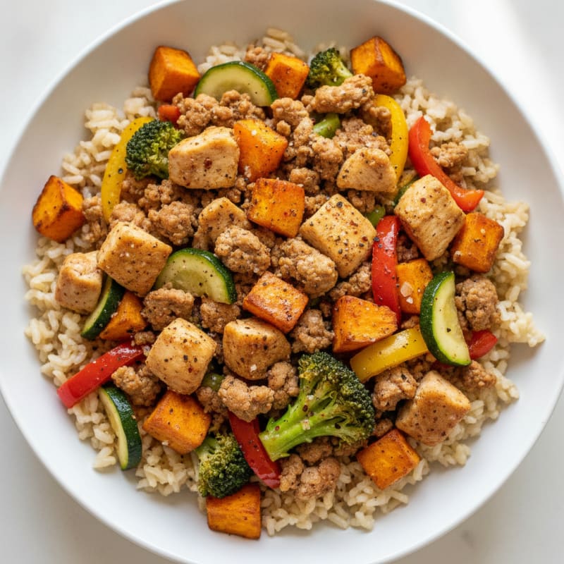 Ground Turkey and Chicken Rice Bowl
