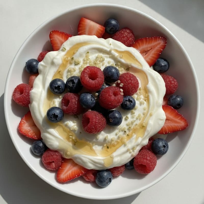 Vanilla Greek Yogurt Protein Parfait with Mixed Berries