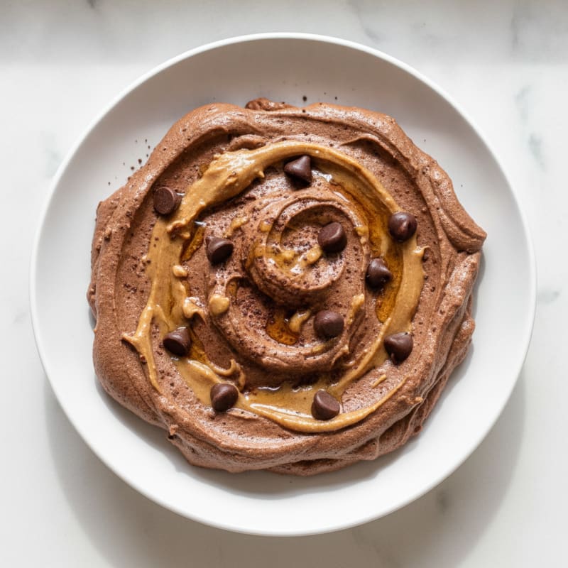 Silky Chocolate Protein Mousse with Almond Butter Swirl