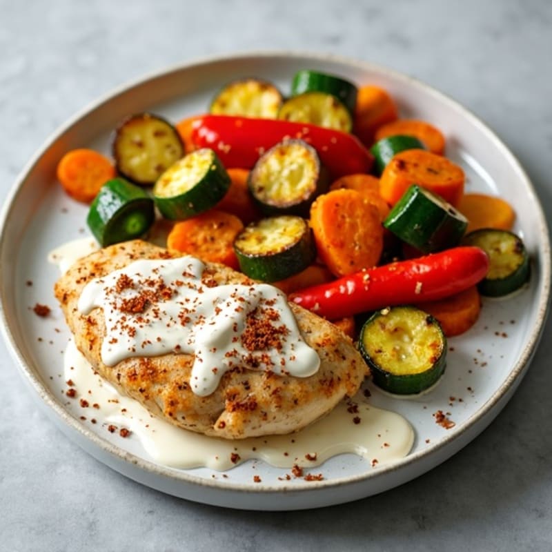 Creamy Spiced Chicken with Roasted Vegetables