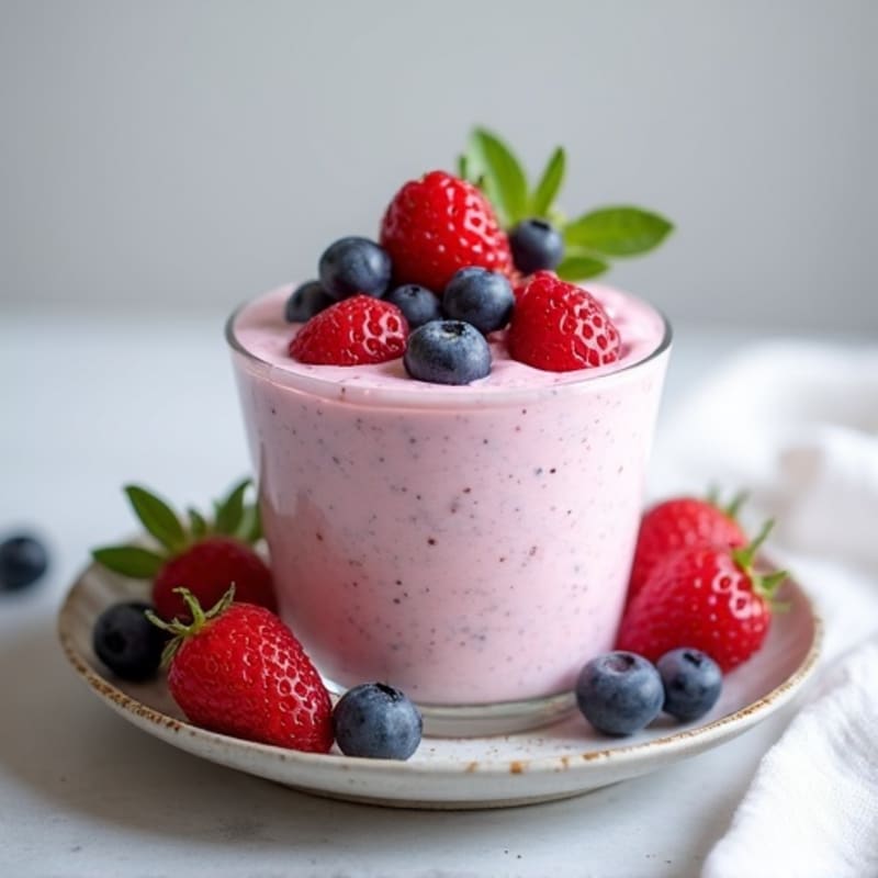 Greek Yogurt Protein Mousse with Mixed Berries