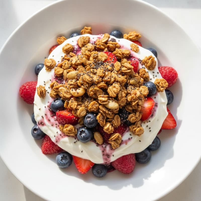 Greek Yogurt Protein Parfait with Mixed Berries