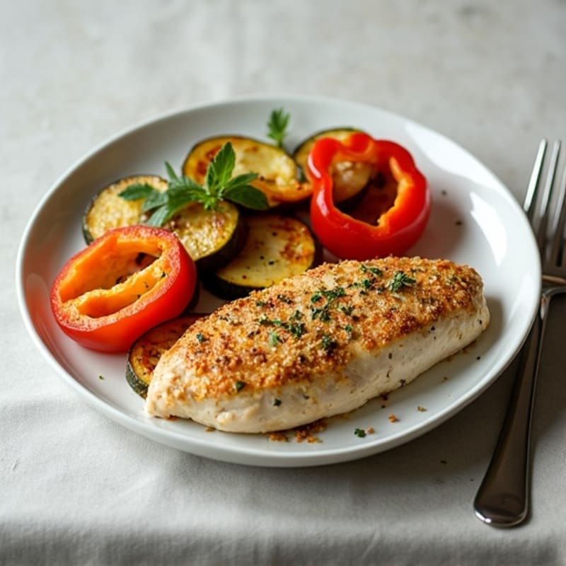 Herb-Crusted Pan Seared Chicken with Roasted Vegetables