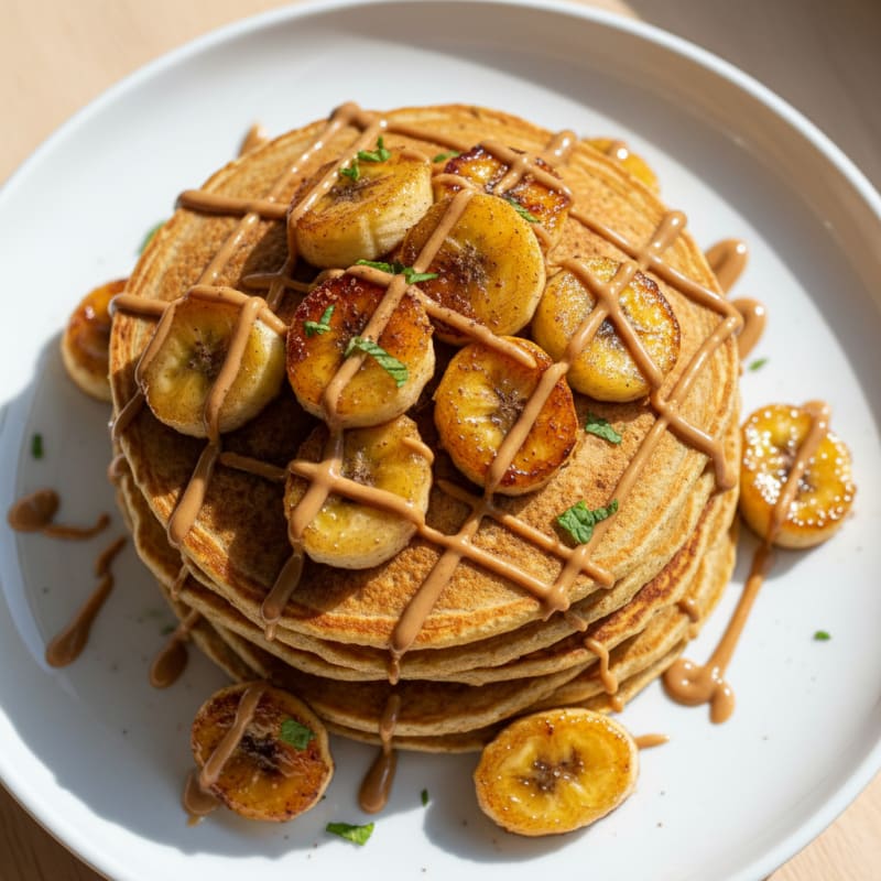 Golden Caramelized Banana Pancakes