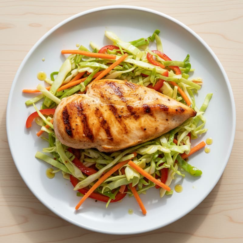 Grilled Chicken Breast with Crunchy Vegetable Slaw