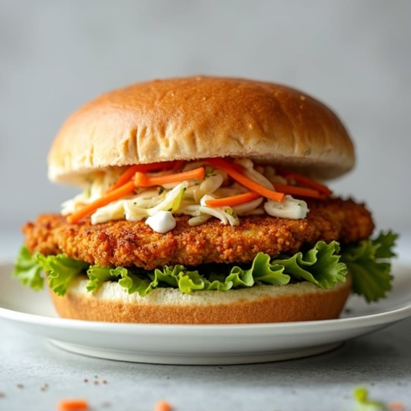 Crispy Air-Fried Chicken Sandwich with Tangy Slaw