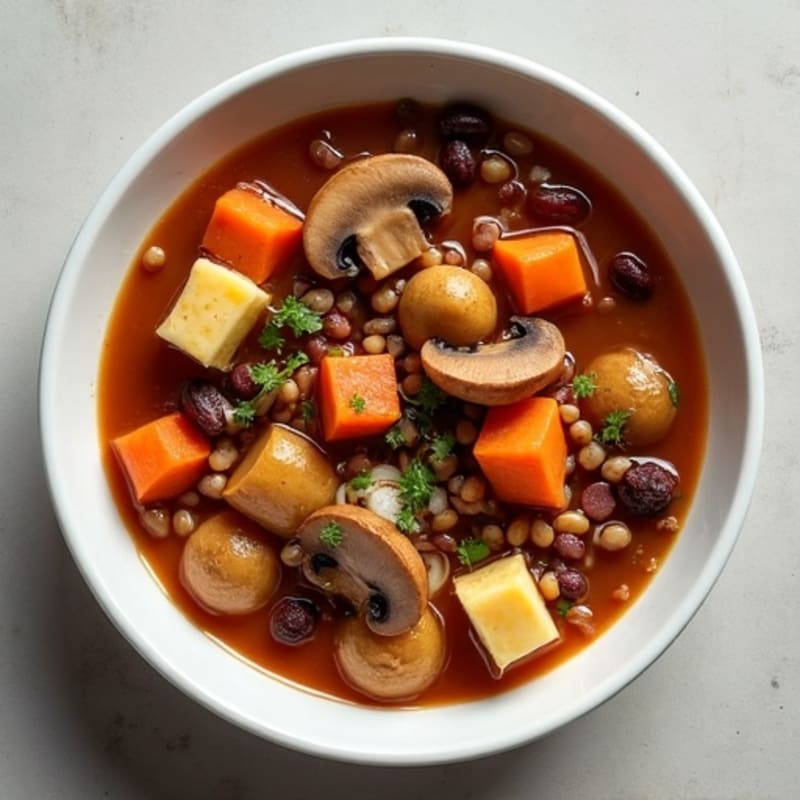 Hearty Mushroom and Root Vegetable Stew with Red Wine
